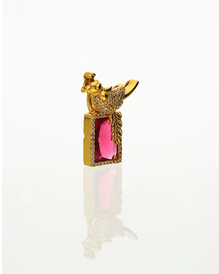 Ruby Parrot Dollar Pendant in 92.5 Silver