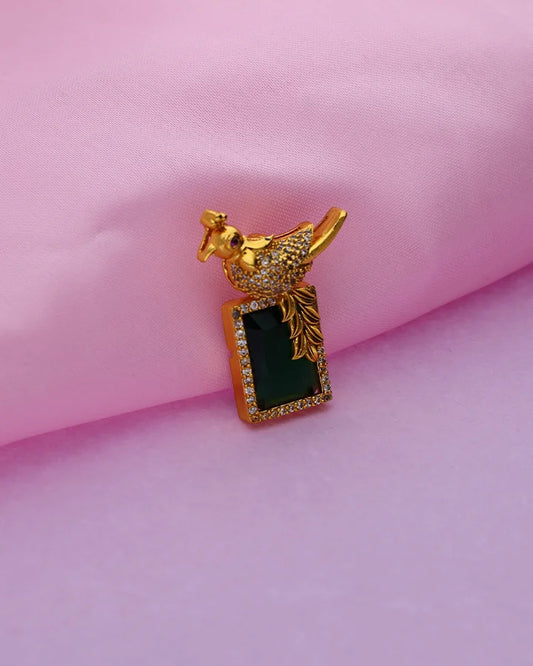 Green Parrot Dollar Pendant in 92.5 Silver