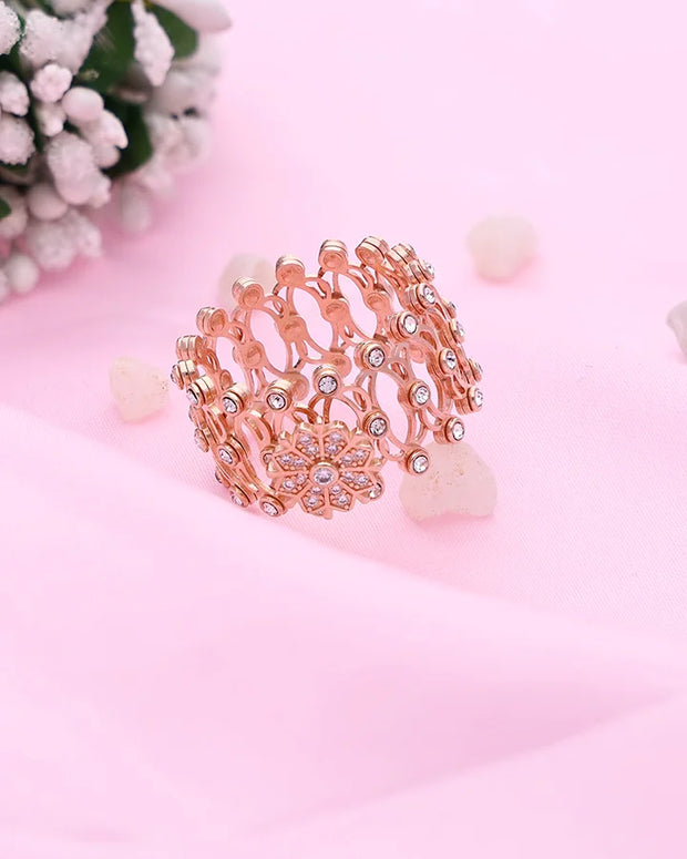 Lustre Spin Rose Gold Kada Ring in 92.5 Silver