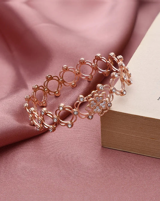 Twilight Spin Rose Gold Kada Ring in 92.5 Silver