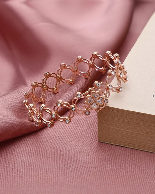 Twilight Spin Rose Gold Kada Ring in 92.5 Silver
