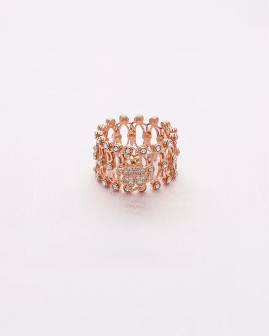 Twilight Spin Rose Gold Kada Ring in 92.5 Silver