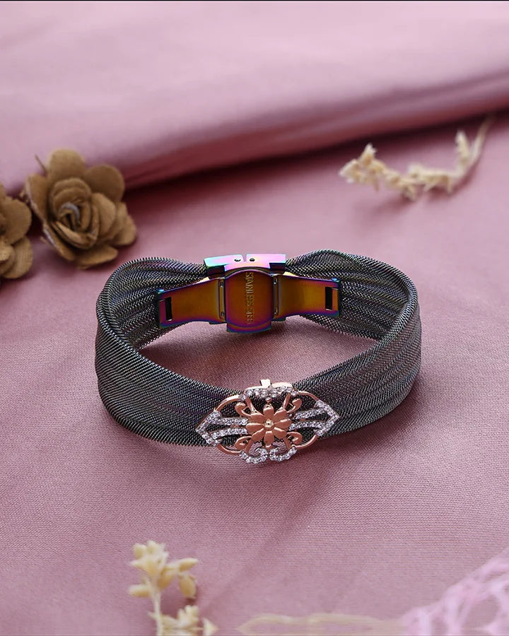 Shimmer Rose Cuff in 92.5 Silver