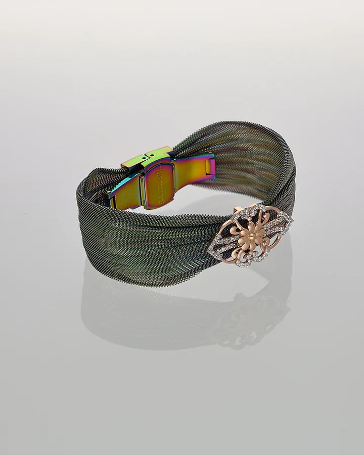 Shimmer Rose Cuff in 92.5 Silver