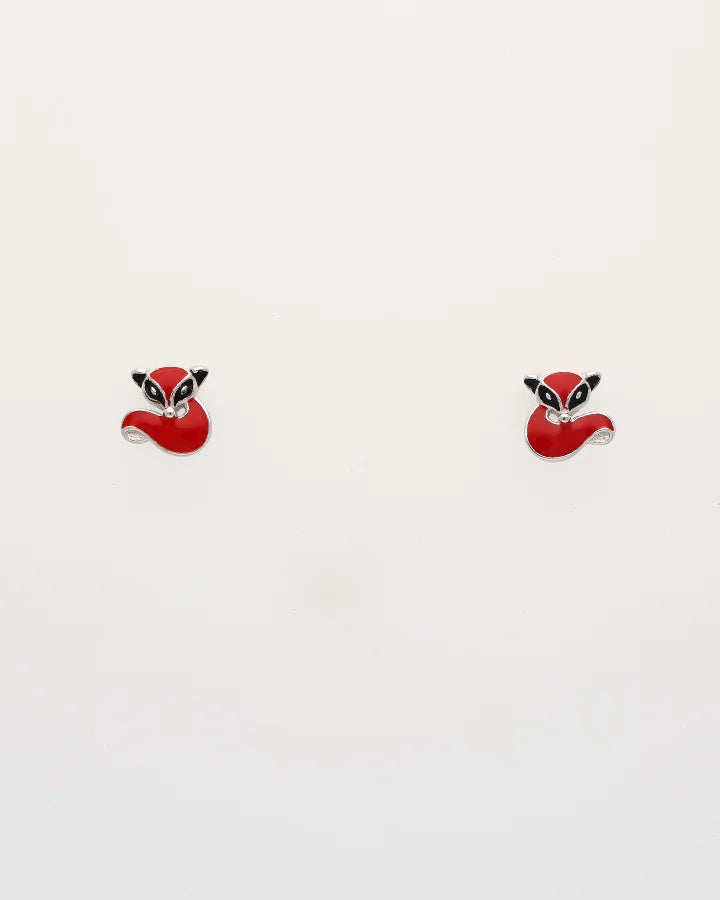 Rhodium Enamel Fox Pendant Set in 92.5 Silver