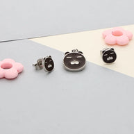 Rhodium Enamel Brown Teddy Bear Pendant Set in 92.5 Silver