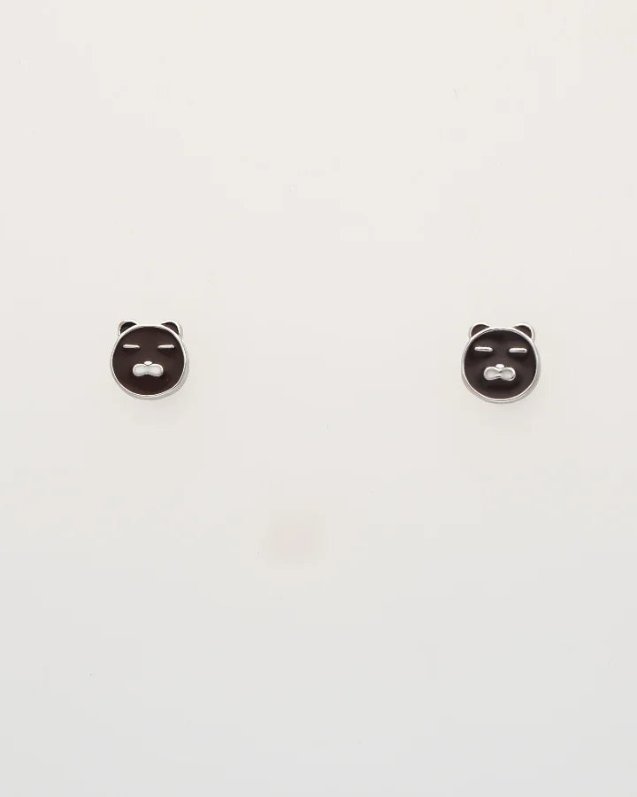 Rhodium Enamel Brown Teddy Bear Pendant Set in 92.5 Silver