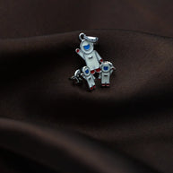 Rhodium Enamel White Astronaut Pendant Set in 92.5 Silver