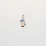 Rhodium Enamel White Astronaut Pendant Set in 92.5 Silver