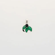 Rhodium Enamel Green Elephant Pendant Set in 92.5 Silver