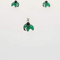 Rhodium Enamel Green Elephant Pendant Set in 92.5 Silver