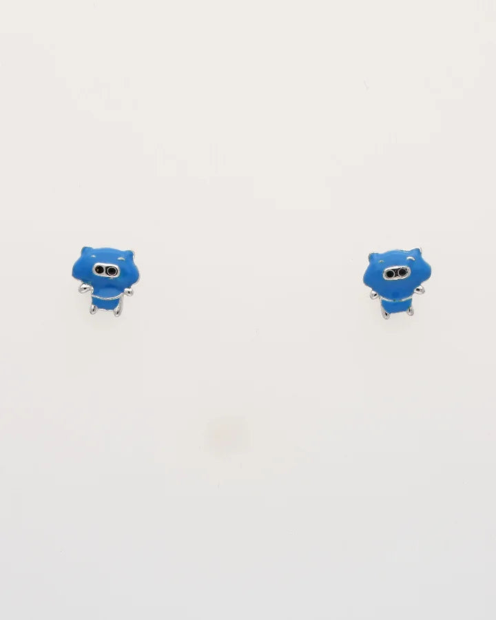 Rhodium Enamel Blue Cartoon Pendant Set in 92.5 Silver