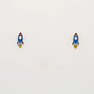 Rhodium Enamel Blue Rocket Pendant Set in 92.5 Silver