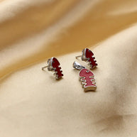 Rhodium Enamel Red Fish Pendant Set in 92.5 Silver