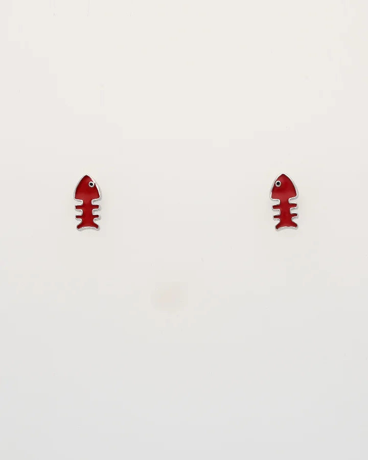 Rhodium Enamel Red Fish Pendant Set in 92.5 Silver