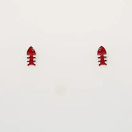 Rhodium Enamel Red Fish Pendant Set in 92.5 Silver