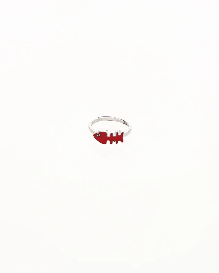 Red Fish Adjustable Ring in 92.5 Silver