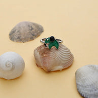 Green Elephant Ring in 92.5 Silver