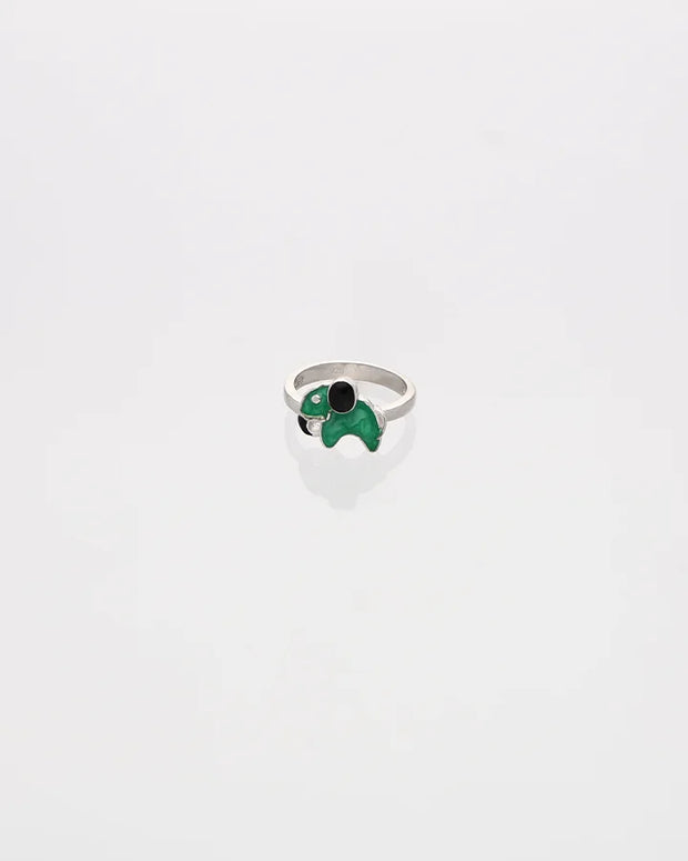 Green Elephant Ring in 92.5 Silver