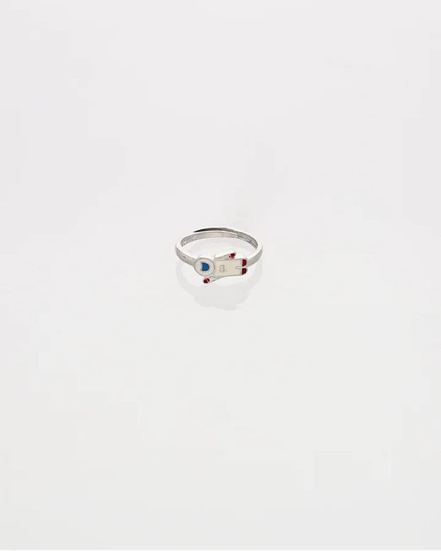 White Astronaut Adjustable Ring in 92.5 Silver