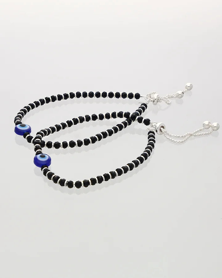 Midnight Aura Beaded Payal in 92.5 Silver