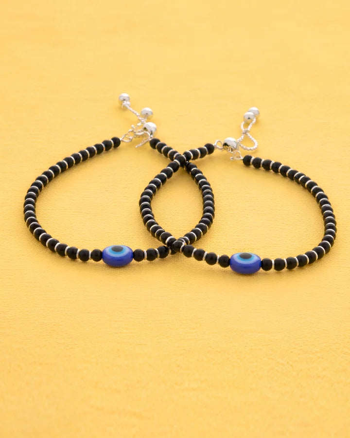 Eyla Shield Bead Payal in 92.5 Silver