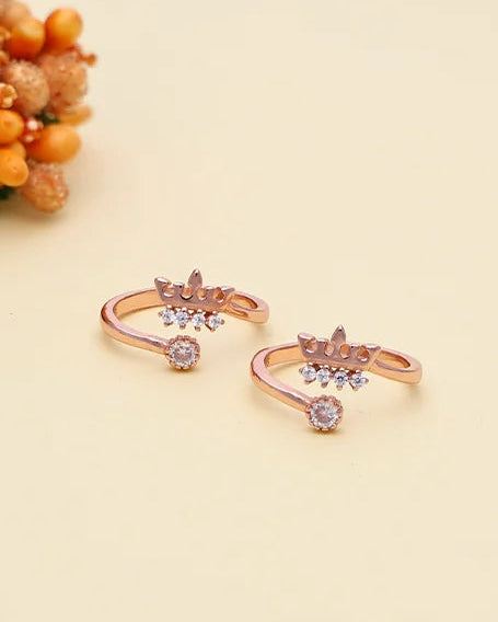 Crown Toe Rings in 92.5 Silver