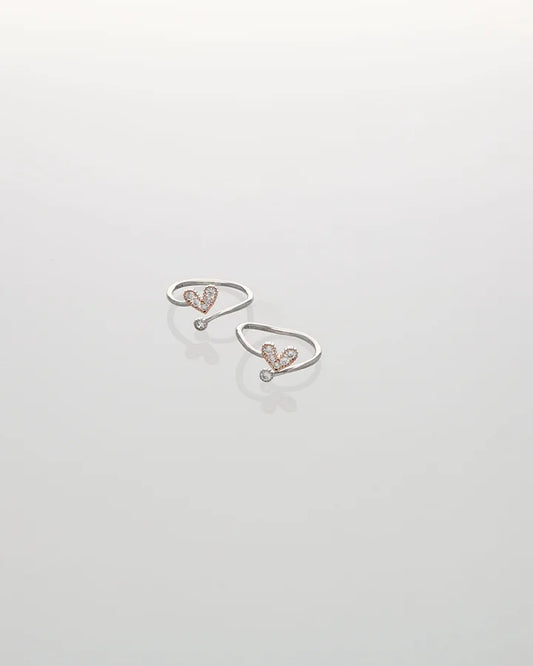 Rosette Heart shine Toe Ring in 92.5 Silver