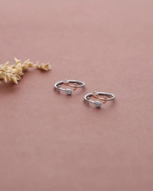 Twin heart Radiant Loop Toe Ring in 92.5 Silver