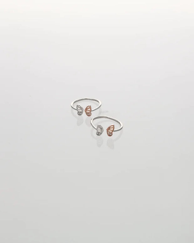 Papillon Twin Glint Toe Ring in 92.5 Silver