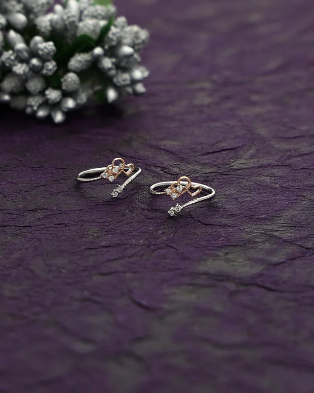 Amora Heart link Toe Ring in 92.5 Silver