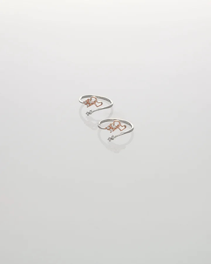 Amora Heart link Toe Ring in 92.5 Silver