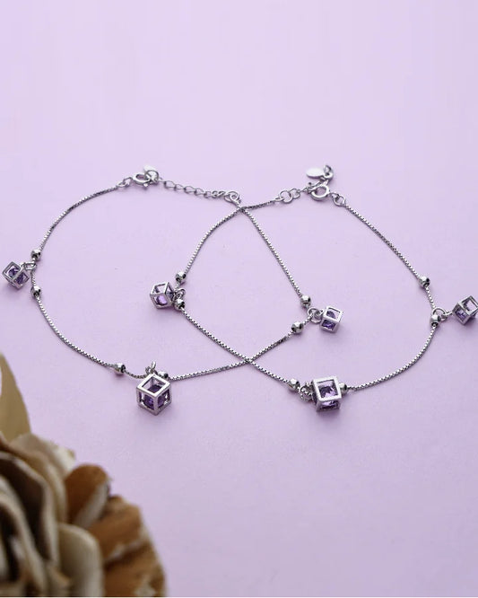 Virelle Amethyst Box Payal in 92.5 Silver