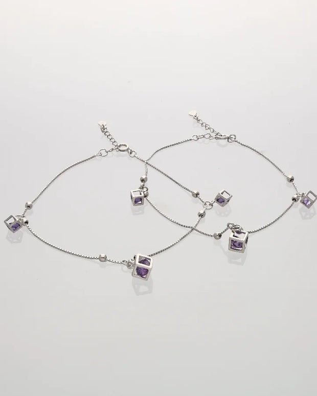 Virelle Amethyst Box Payal in 92.5 silver