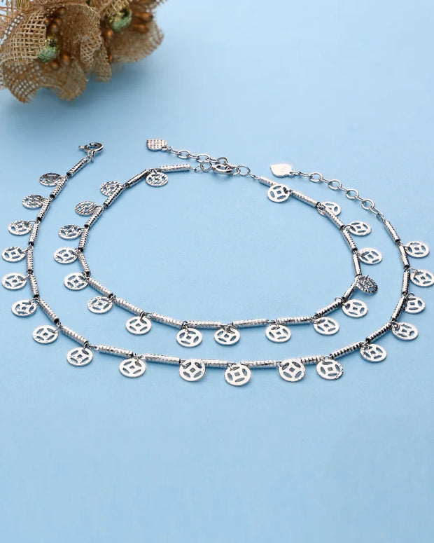 Cylindra Aura Charm Payal in 92.5 silver