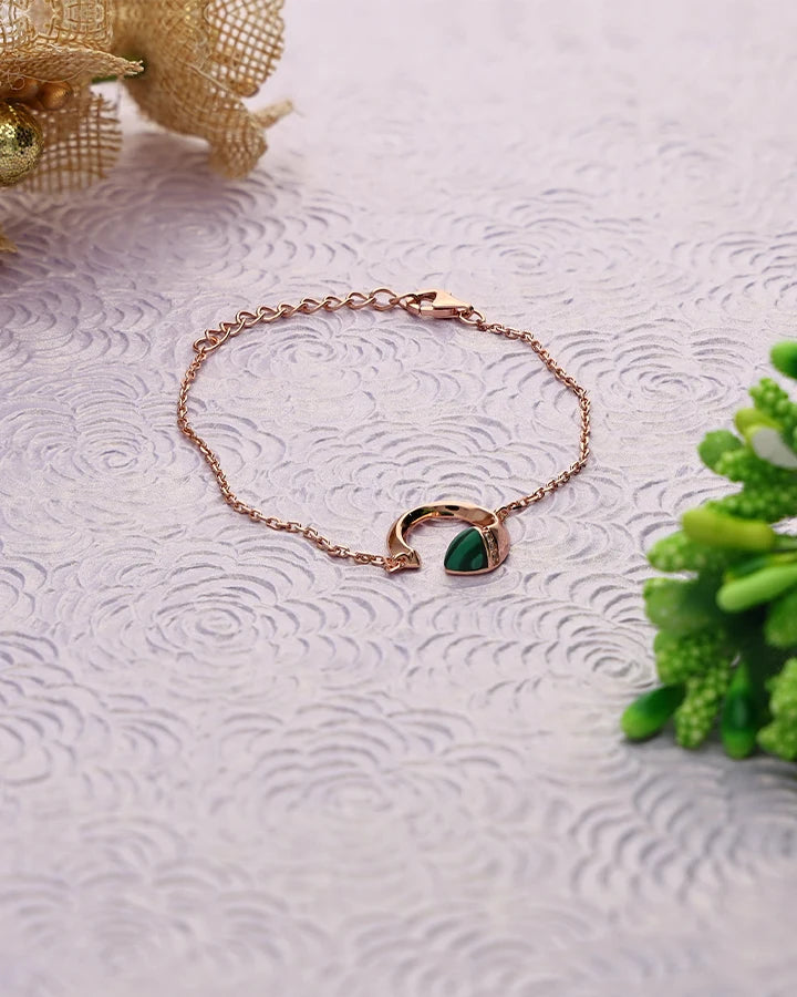 Crescent Verdant Glow Bracelet  in 92.5 Silver