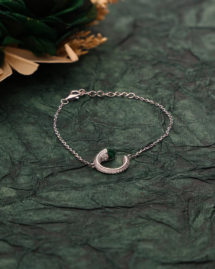 Celestine Verdant Crescent Bracelet  in 92.5 Silver
