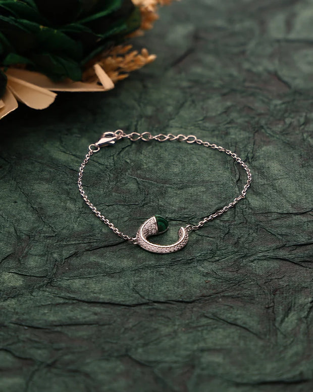 Celestine Verdant Crescent Bracelet  in 92.5 Silver