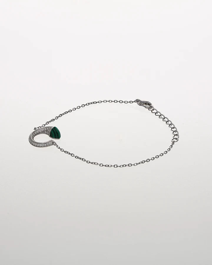 Celestine Verdant Crescent Bracelet  in 92.5 Silver