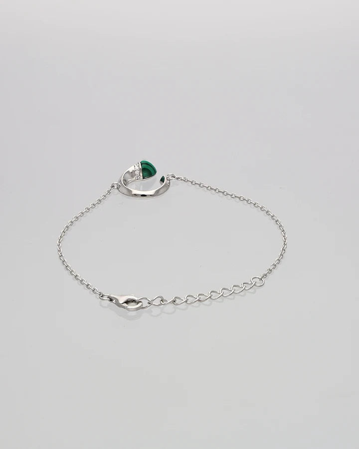 Moonpetal Enamel Crescent Bracelet in 92.5 Silver