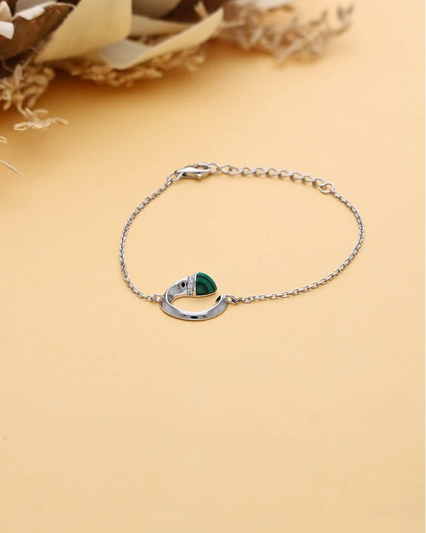 Moonpetal Enamel Crescent Bracelet in 92.5 Silver
