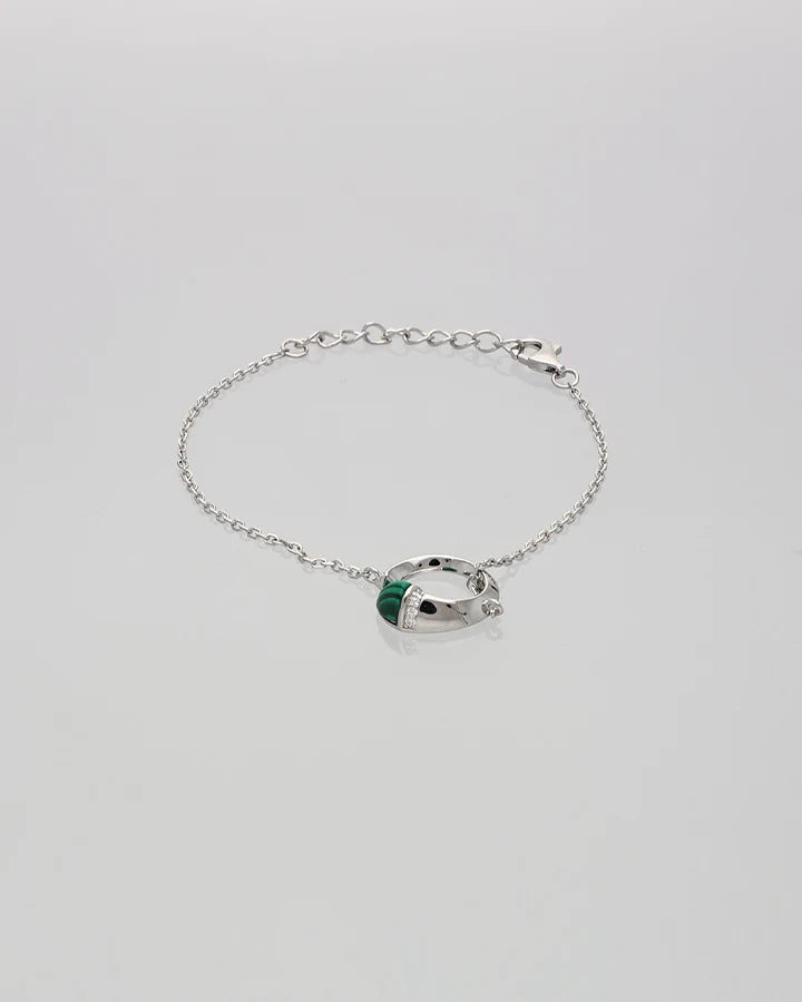 Moonpetal Enamel Crescent Bracelet in 92.5 Silver