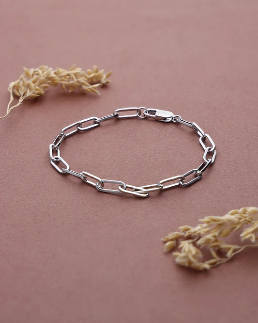 Pureline Rhodium Link Bracelet in 92.5 Silver