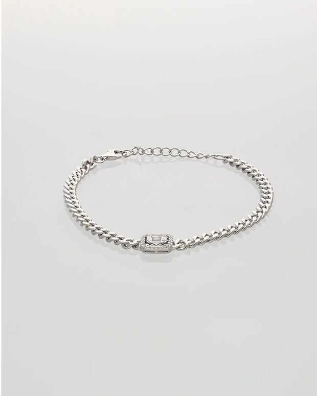 Gleam Square Cuban Link Bracelet in 92.5 Silver