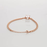 Rosa luxe Stone Cuban Bracelet in 92.5 Silver