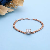 Rosa luxe Stone Cuban Bracelet in 92.5 Silver