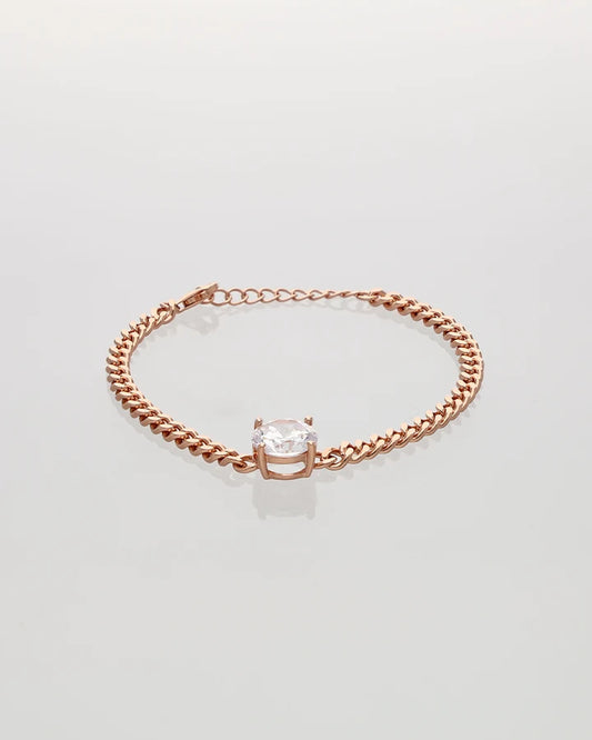 Rosa luxe Stone Cuban Bracelet in 92.5 Silver
