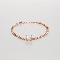 Rosa luxe Stone Cuban Bracelet in 92.5 Silver