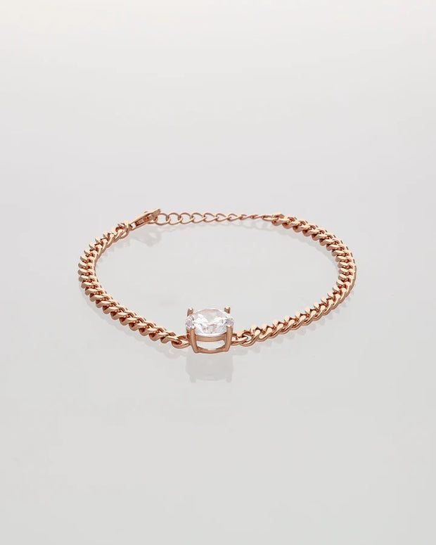 Rosa luxe Stone Cuban Bracelet in 92.5 Silver