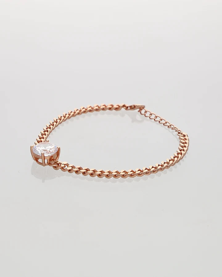 Rosa luxe Stone Cuban Bracelet in 92.5 Silver